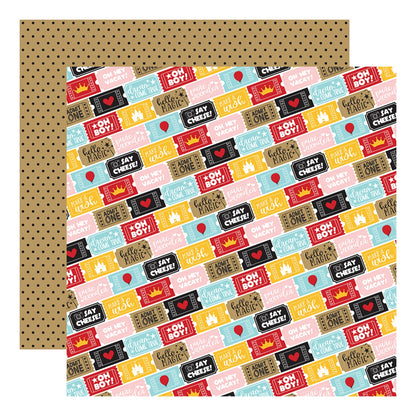 Ticket To Fun Double Sided Paper / Papel Doble Cara Mickey12" Papel, Hojas Sueltas Echo Park