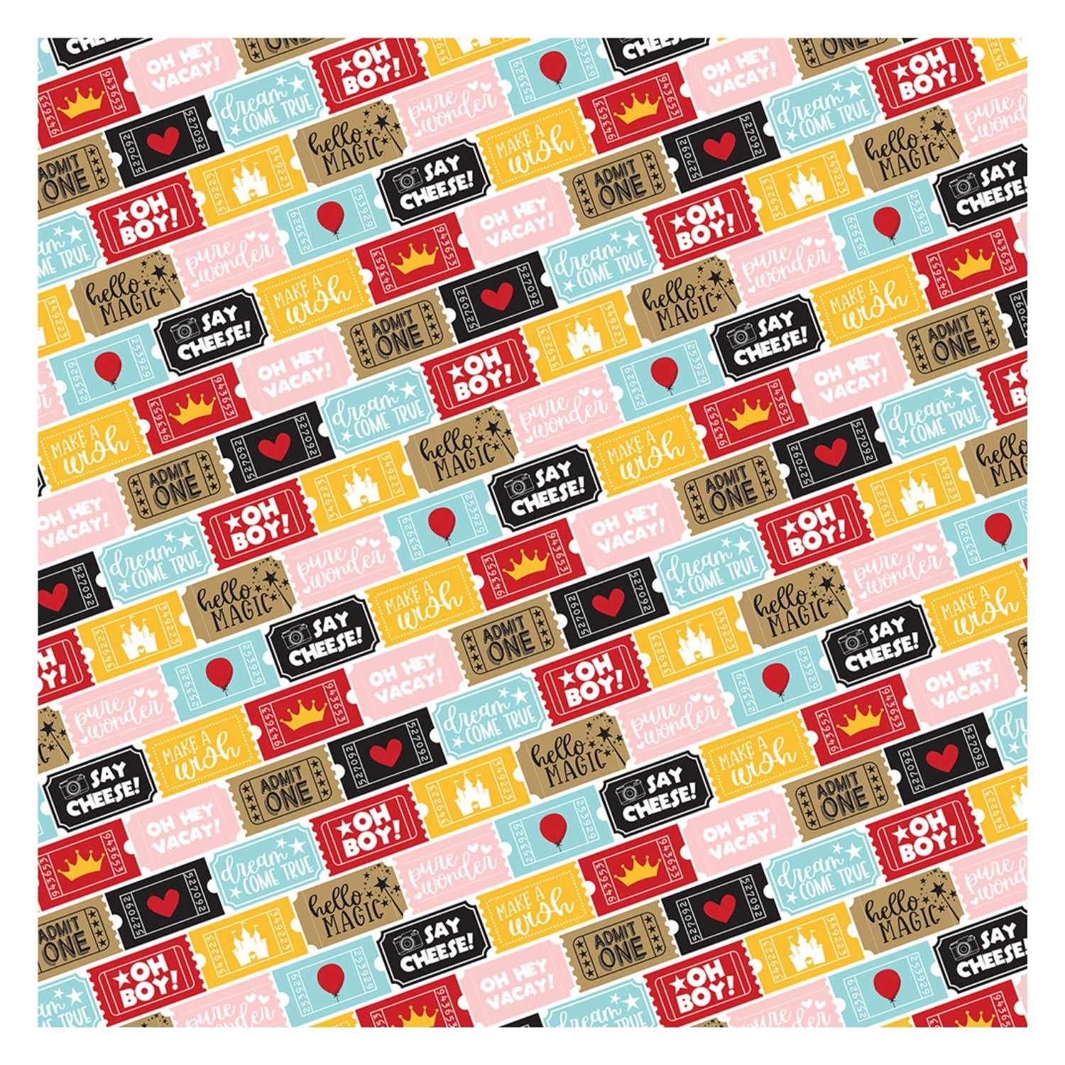 Ticket To Fun Double Sided Paper / Papel Doble Cara Mickey12" Papel, Hojas Sueltas Echo Park