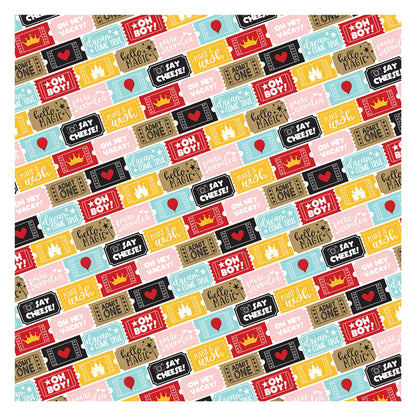 Ticket To Fun Double Sided Paper / Papel Doble Cara Mickey12" Papel, Hojas Sueltas Echo Park