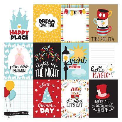 3x4 Journaling Cards Double Sided Paper / Papel Doble Cara Mickey 12" Papel, Hojas Sueltas Echo Park