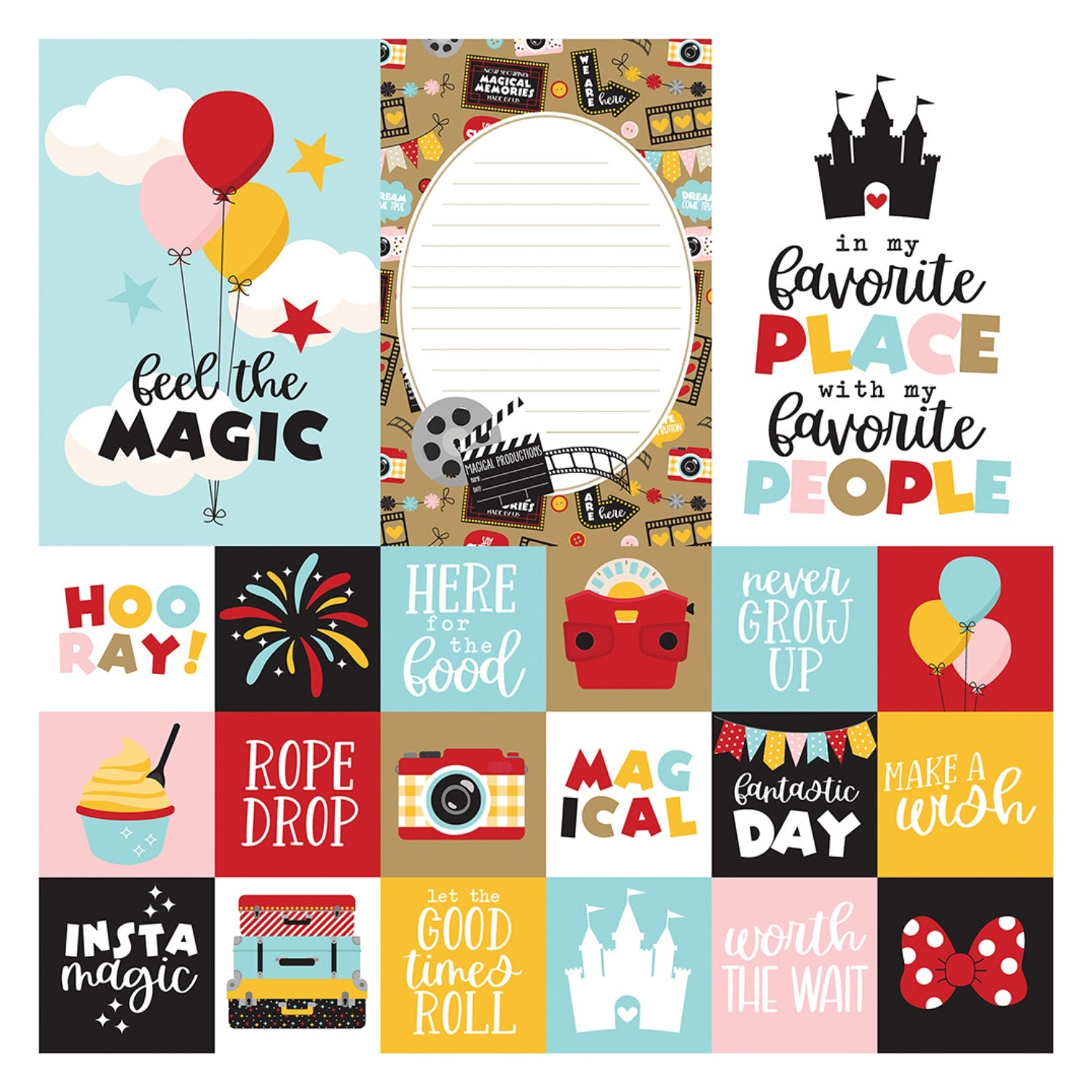 Multi Journaling Cards Double Sided Paper / Papel Doble Cara Mickey 12" Papel, Hojas Sueltas Echo Park