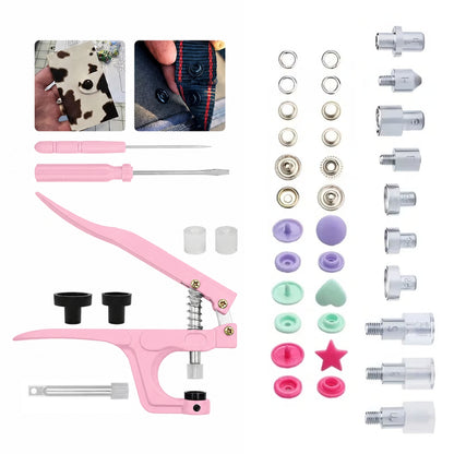 Remachadora de Botones Rosa con Botones Perforadoras Hobbees