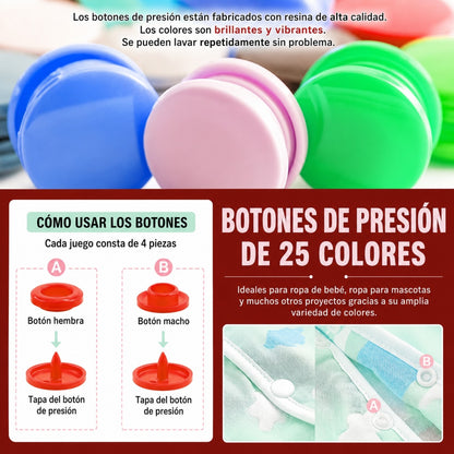 Remachadora de Botones Rosa con Botones Perforadoras Hobbees