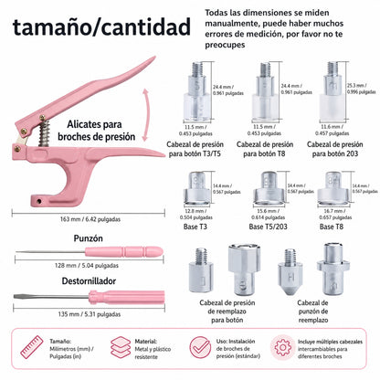Remachadora de Botones Rosa con Botones Perforadoras Hobbees