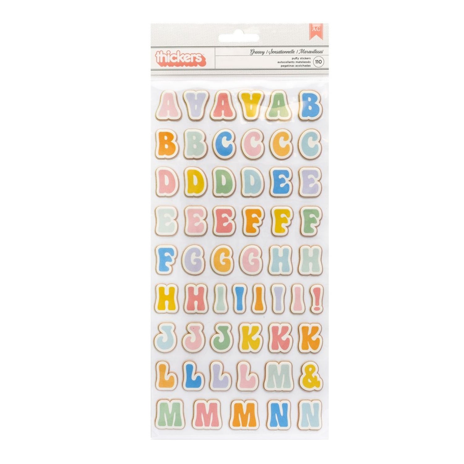 Thickers Groovy Alphabet Stickers / Calcomanias Esponjadas De Alfabeto Stickers American Crafts