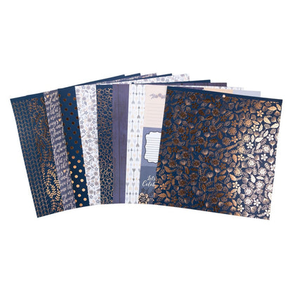 Indigo Kraft &amp; Rose Gold Paper Pad 12" / Block de Papel Indigo Papel DCWV