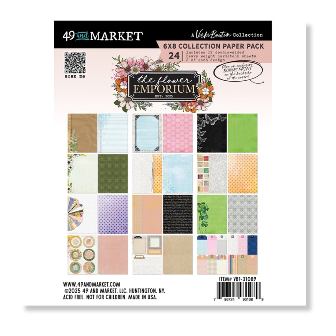 6x8 Pack The Flower Emporium / Paquete De Papel Emporio de Flores Papel, Hojas Sueltas 49 and Market
