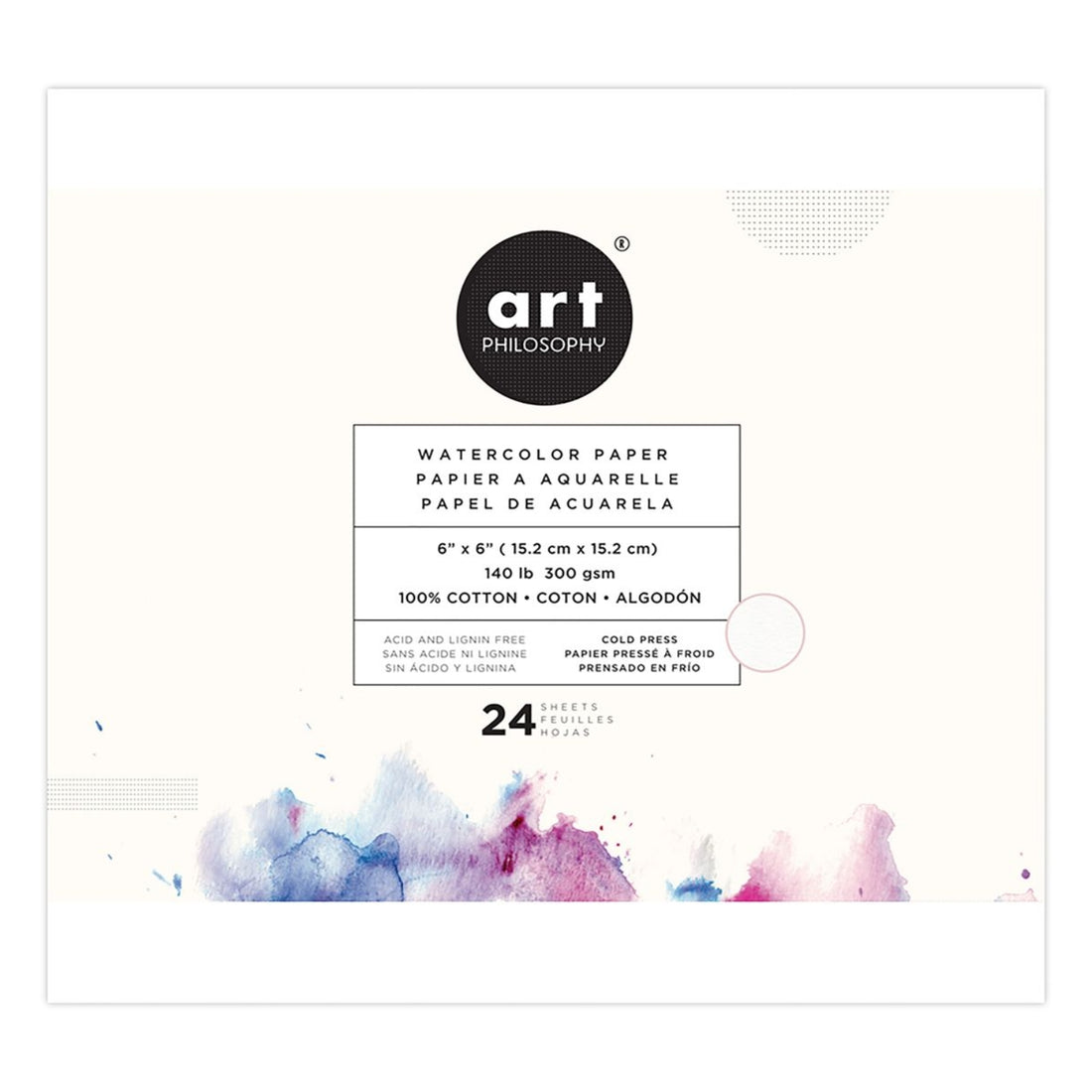 Art Philosophy Watercolor Paper Pad 6x6 / Bloc Papel para Acuarela Papel para Arte Prima Marketing