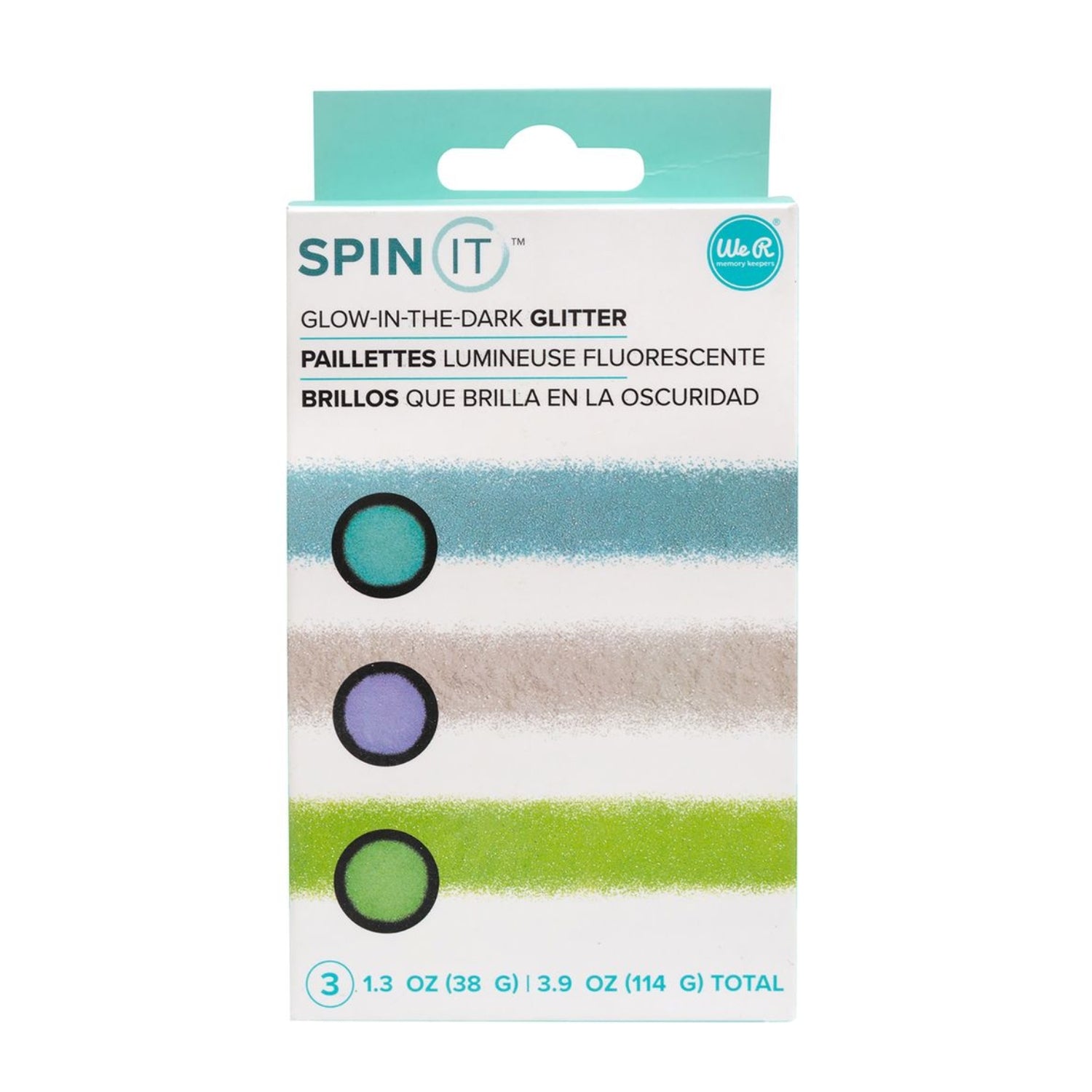 Spin It Glow In The Dark Glitter / Diamantina que Brilla en la Oscuridad Adornos / Embellishments We R Memory Keepers