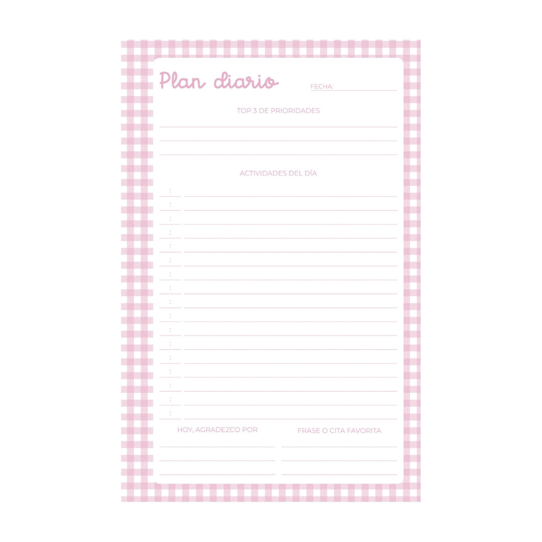 100 Hojas Interiores Media Carta Plan Diario Rosa Encuadernacion Crazy Crafts