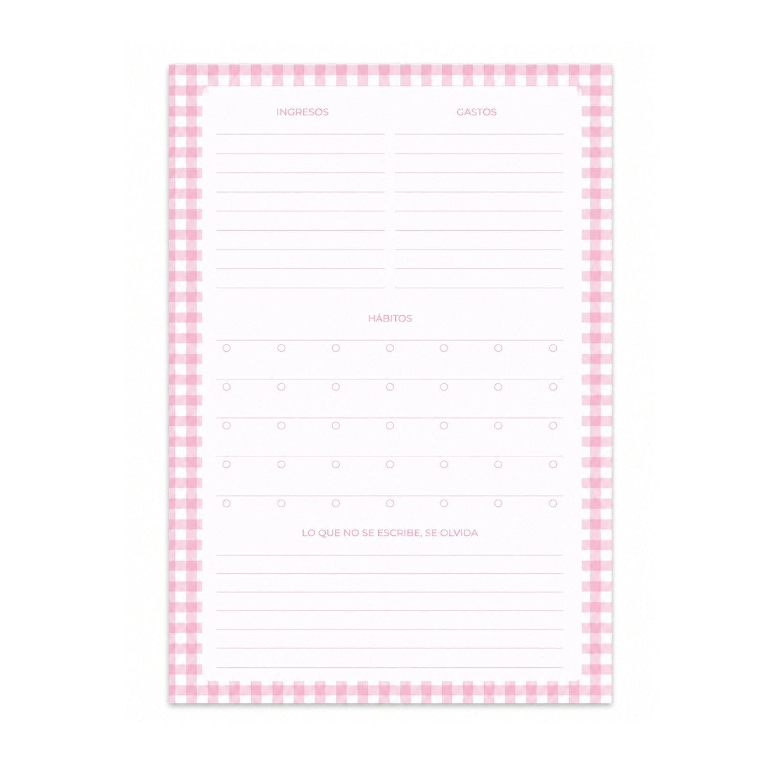 100 Hojas Interiores Media Carta Plan Diario Rosa