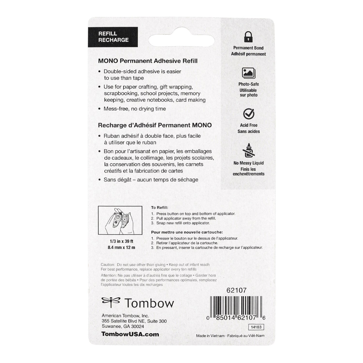 Permanent Adhesive Refill / Adhesivo Permanente Repuesto Adhesivos / Pegamentos Tombow