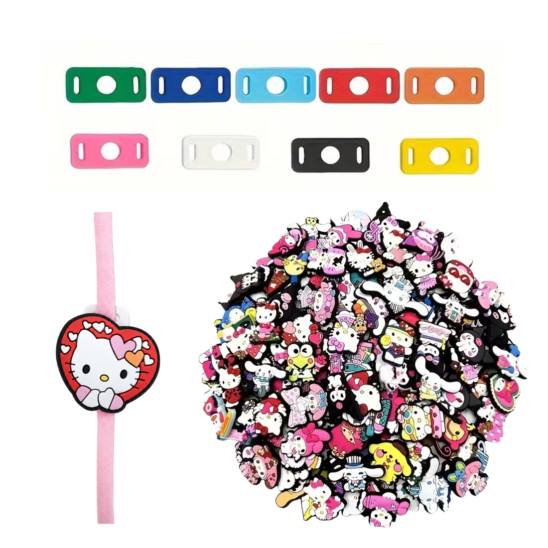 Pines para Elástico con Charms de Hello Kitty, Kuromi, etc Adornos / Embellishments Hobbees