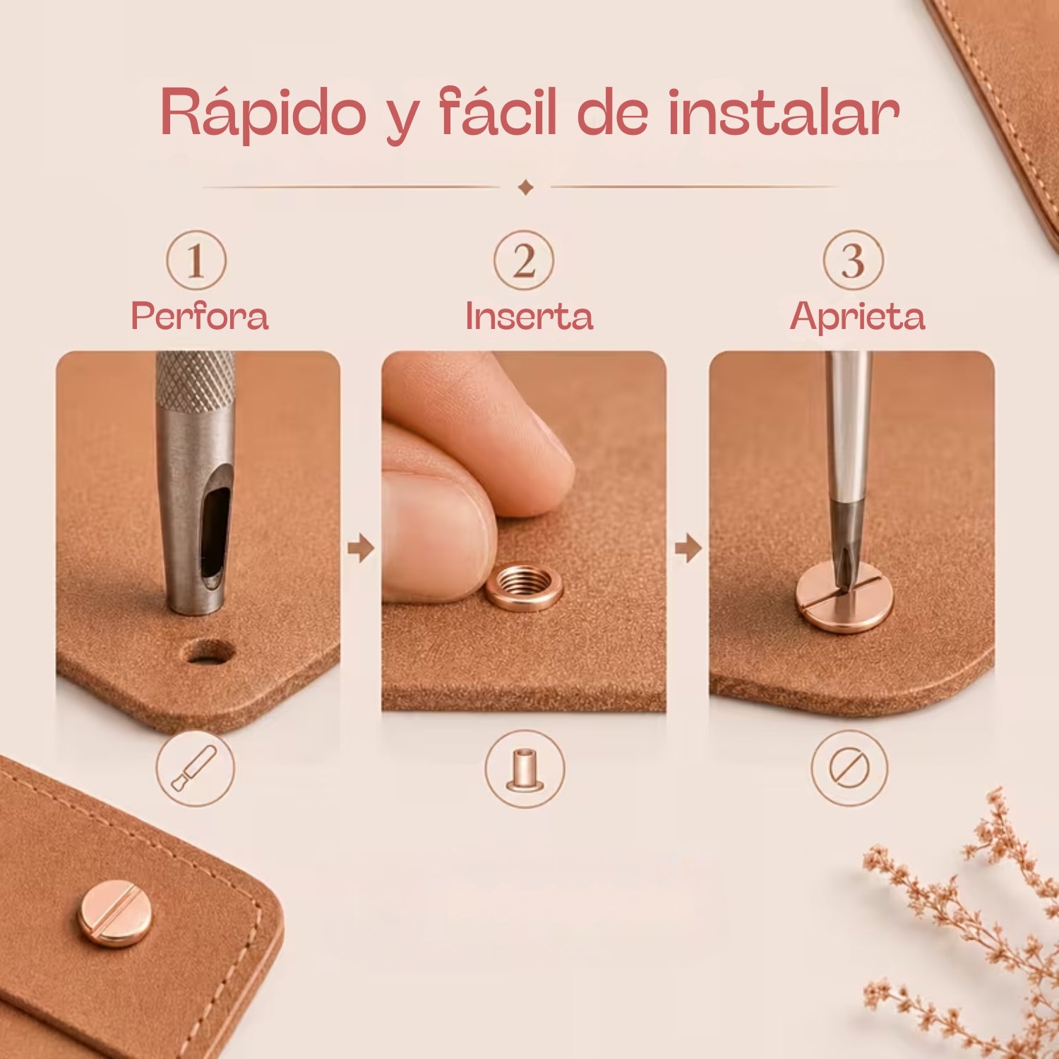 Tornillo Chicago Oro Rosa para Encuadernación 14mm