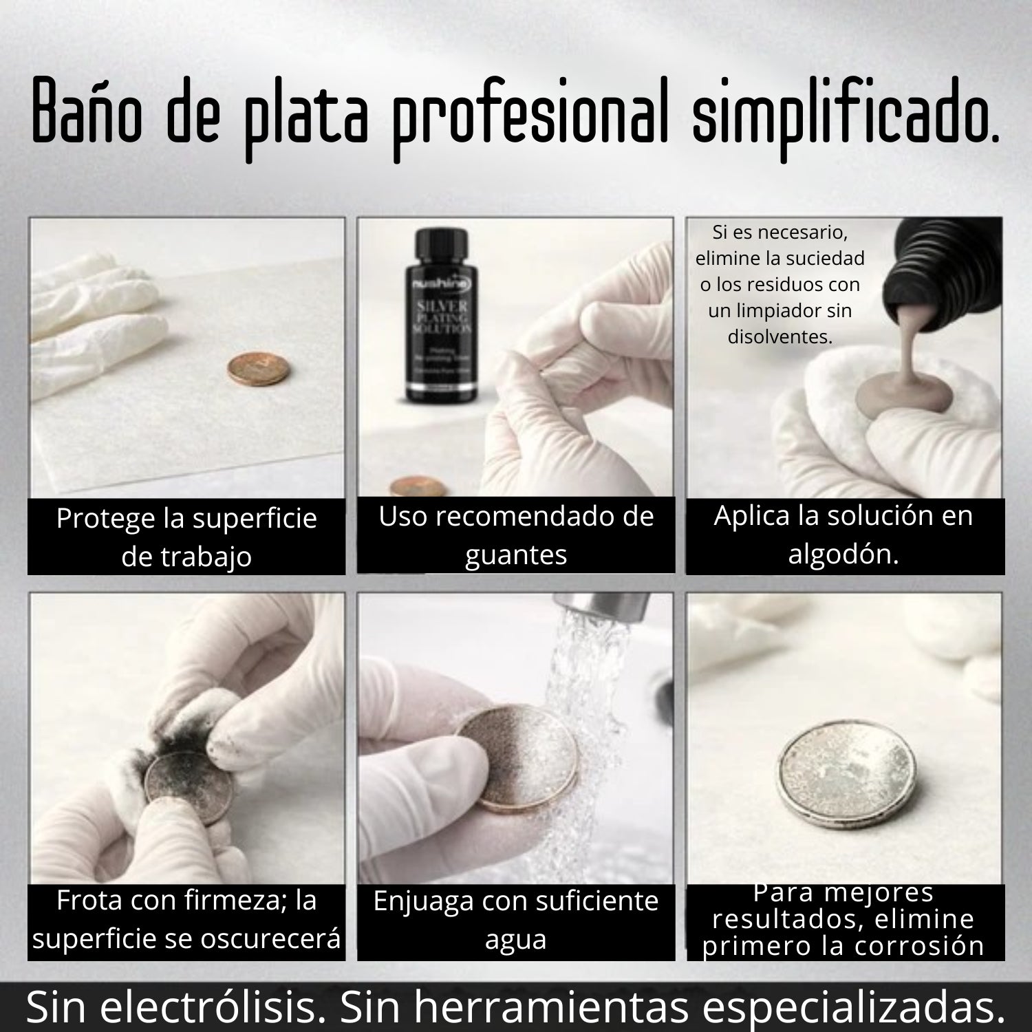 Silver Plating Solution / Liquido Plateador Medios Mixtos y Pastas Texturizadoras Nushine