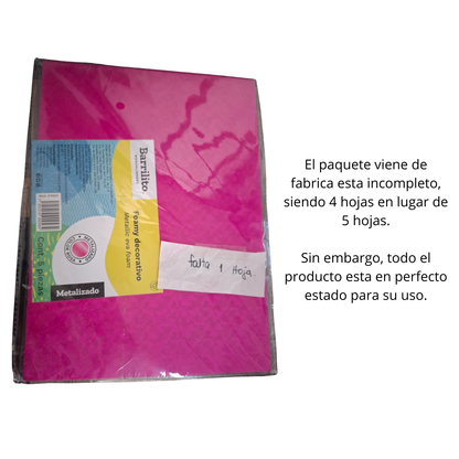 EA Hojas de Foamy Metalizado Rosa con Grecas