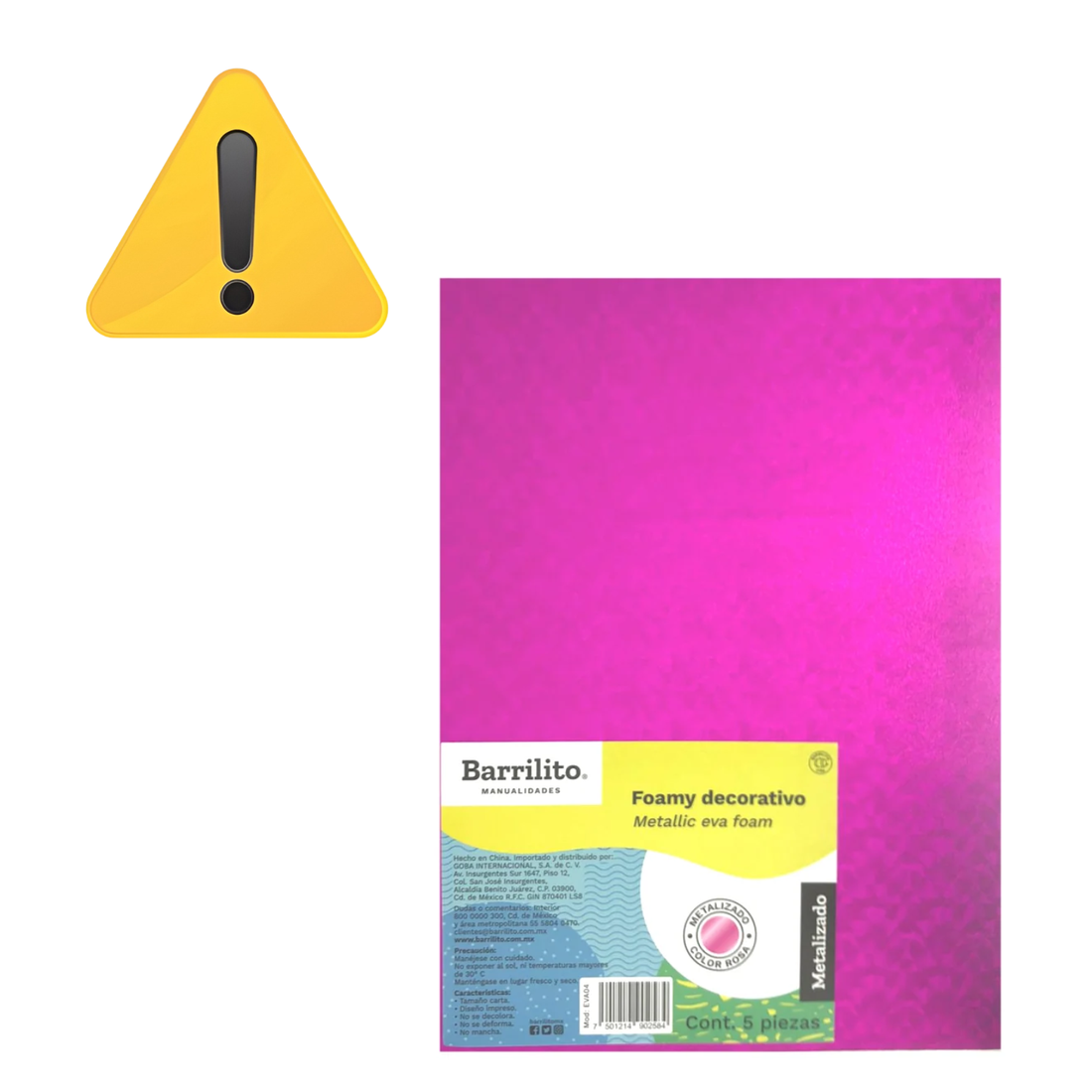 EA Hojas de Foamy Metalizado Rosa con Grecas Acetato y Especializados Barrilito