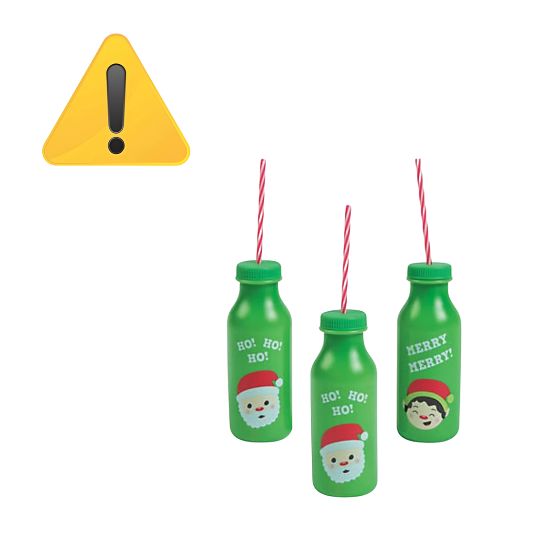 EA Christmas Bottles / Vasos Navideños con Tapa y Popote Fiestas Novelty