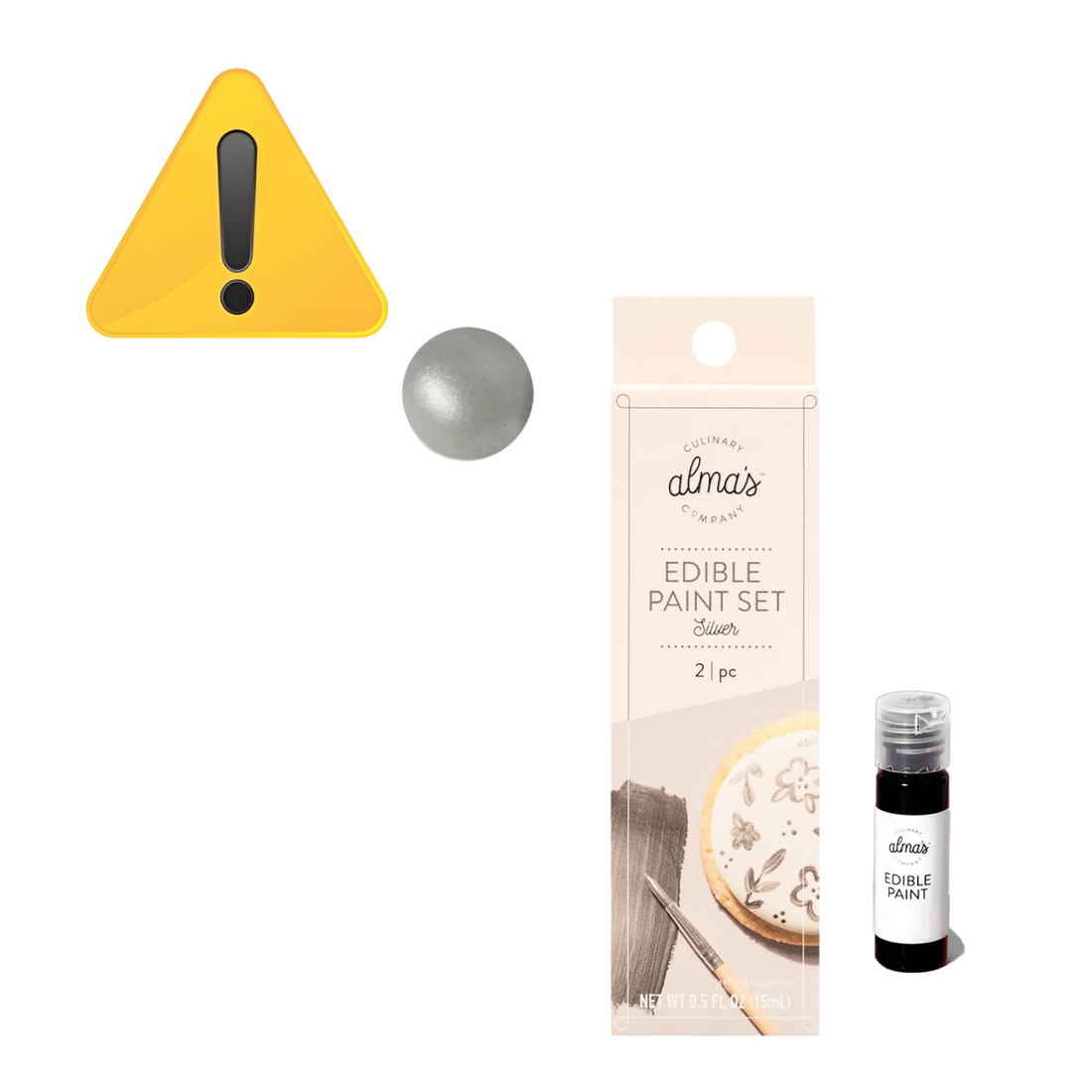 EA Silver Edible Paint / Pintura Comestible Plateada Repostería Alma´s Culinary
