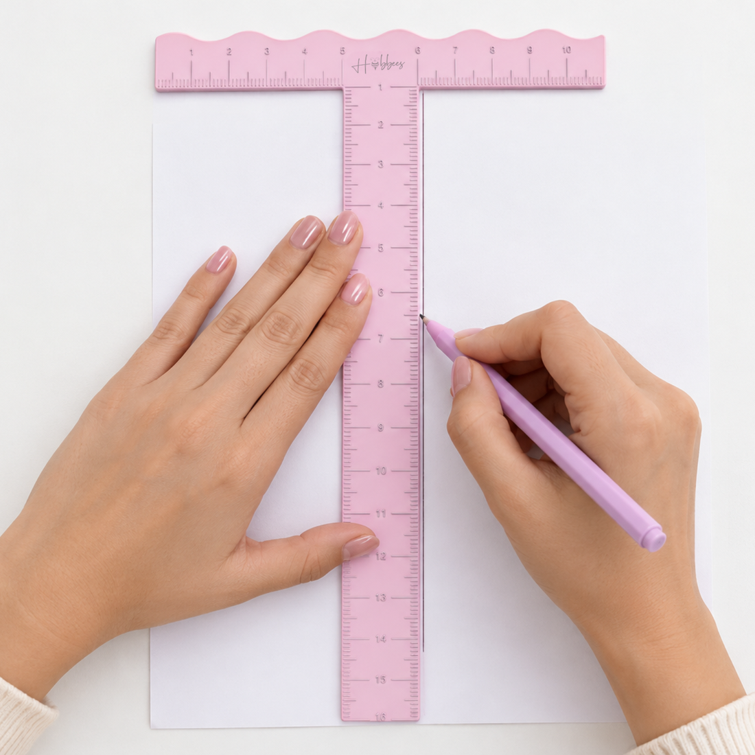 Regla "T" 15cm Rosa Encuadernacion Hobbees