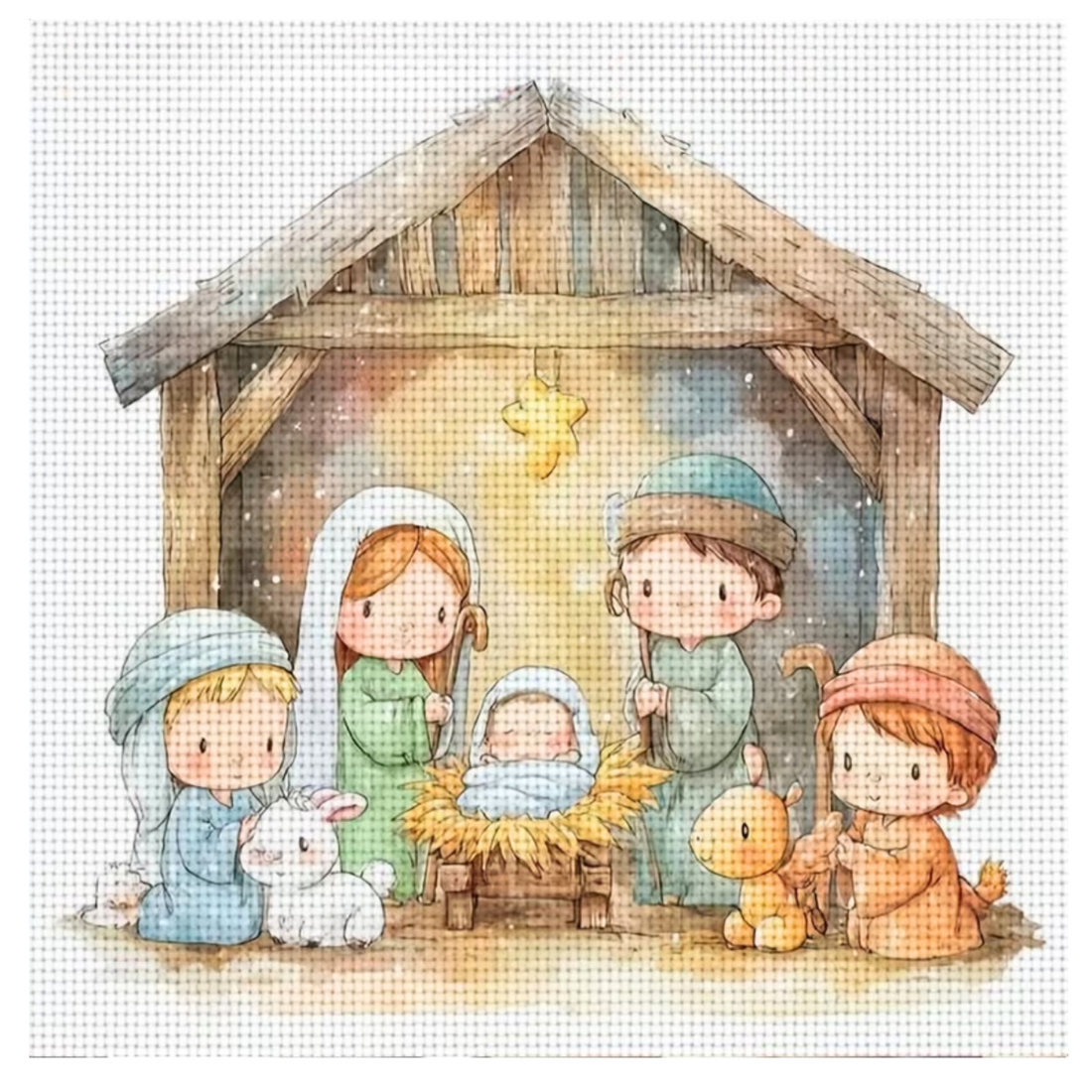 Kit Bordado Punto de Cruz Christmas Manger Nativity Scene 40cm Costura Dowdell