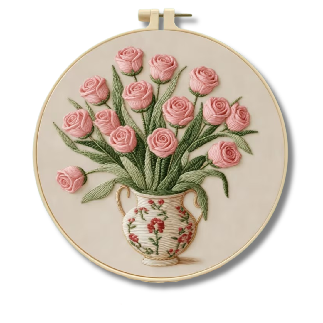 Kit Bordado Pink Roses Embroidery Kit 20cm Costura Dowdell