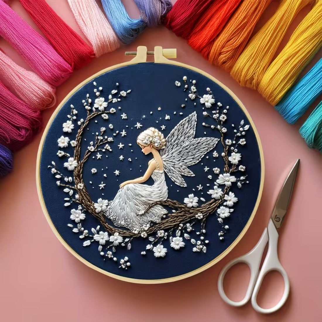 Kit Bordado Flower Fairy Embroidery Kit 20cm Costura Dowdell