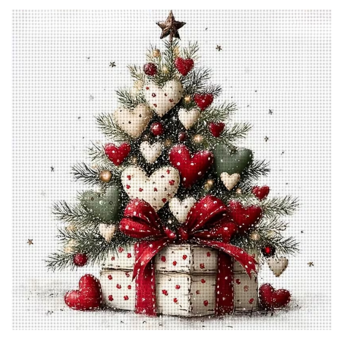 Kit Bordado Punto de Cruz Christmas Tree Embroidery Kit 30cm Costura Dowdell