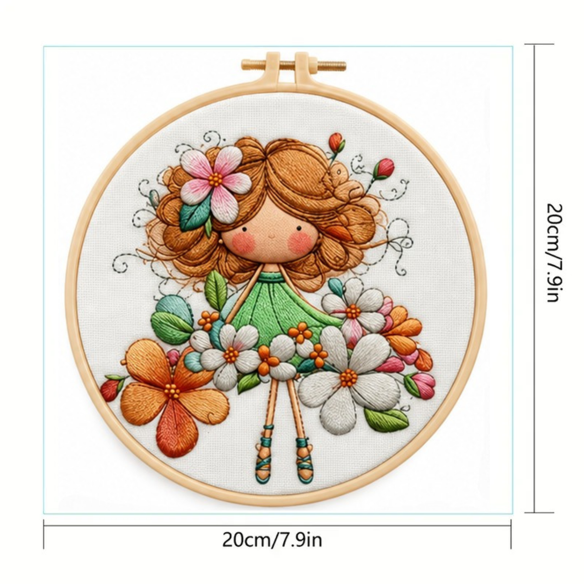 Kit Bordado Bouquet Little girl embroidery kit 20cm Costura Dowdell