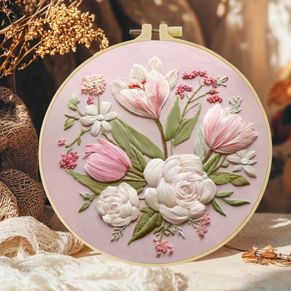 Kit Bordado Floral Pattern Embroidery Kit 20cm Costura Dowdell