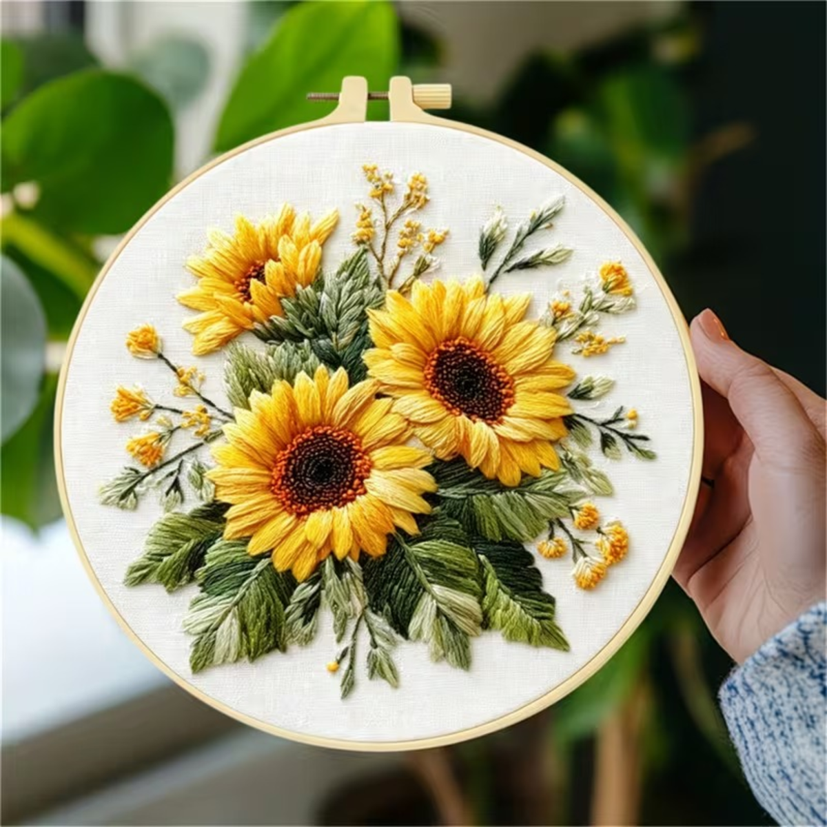 Kit Bordado Sunflowers Embroidery Kit 20cm Costura Dowdell