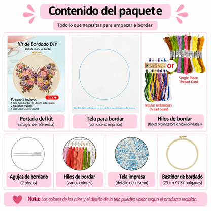 Kit Bordado Flourishing Flowers and Butterflies Embroidery Kit 20cm Costura Dowdell