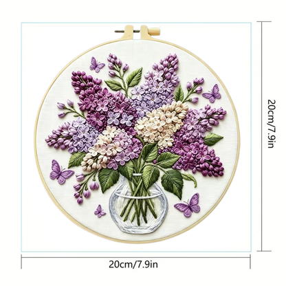 Kit Bordado Blooming Lilacs Embroidery Kit 20cm Costura Dowdell