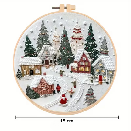 Kit Bordado Christmas Village Embroidery Kit 15 cm Costura Dowdell