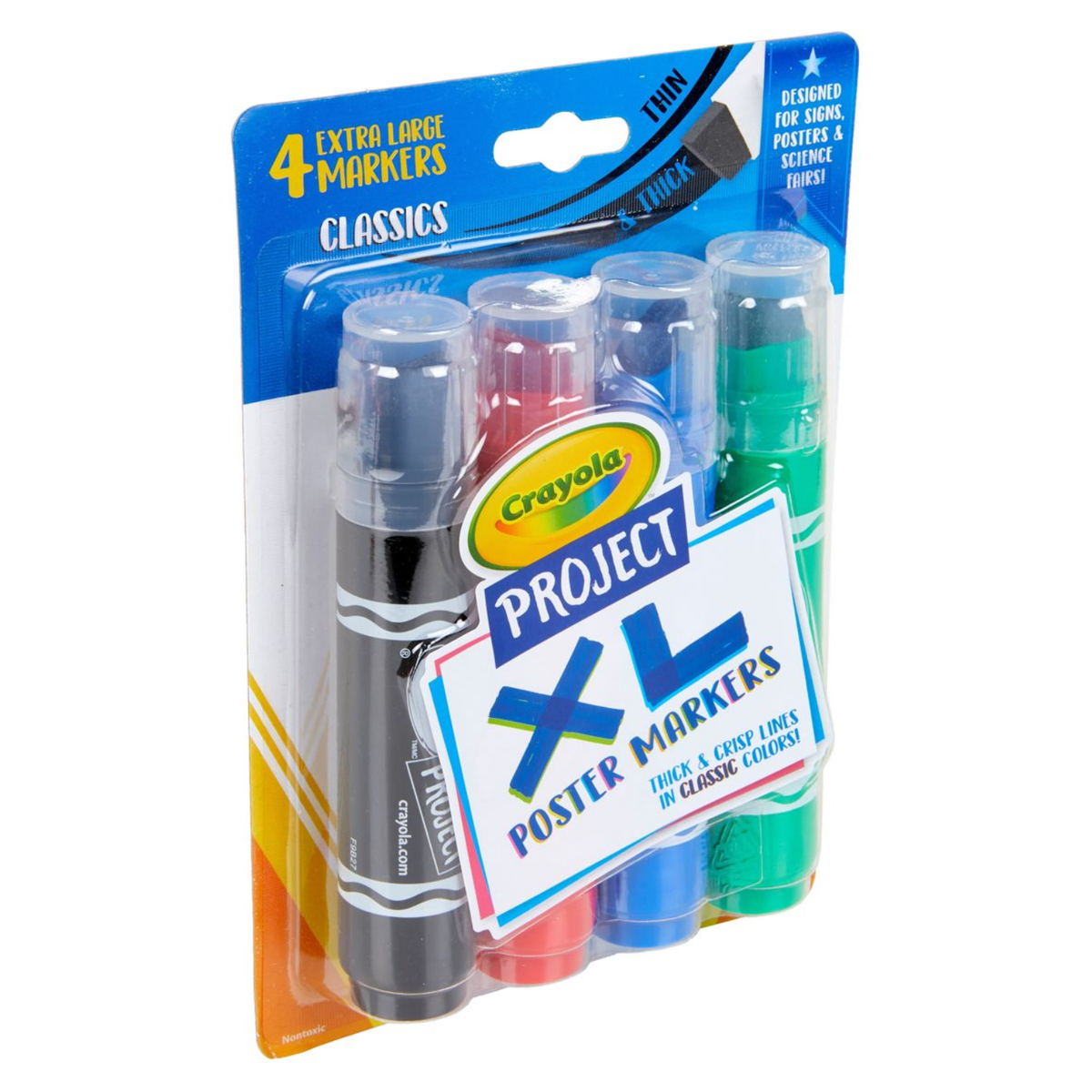 Project XL Poster Markers / 4 Marcadores Extra Grandes Colores y Plumones Crayola