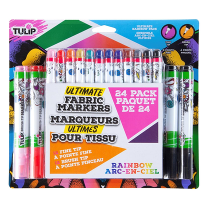Ultimate Fabric Markers / 24 Marcadores de Tela Permanentes Rainbow Marcadores &amp; Plumones Tulip