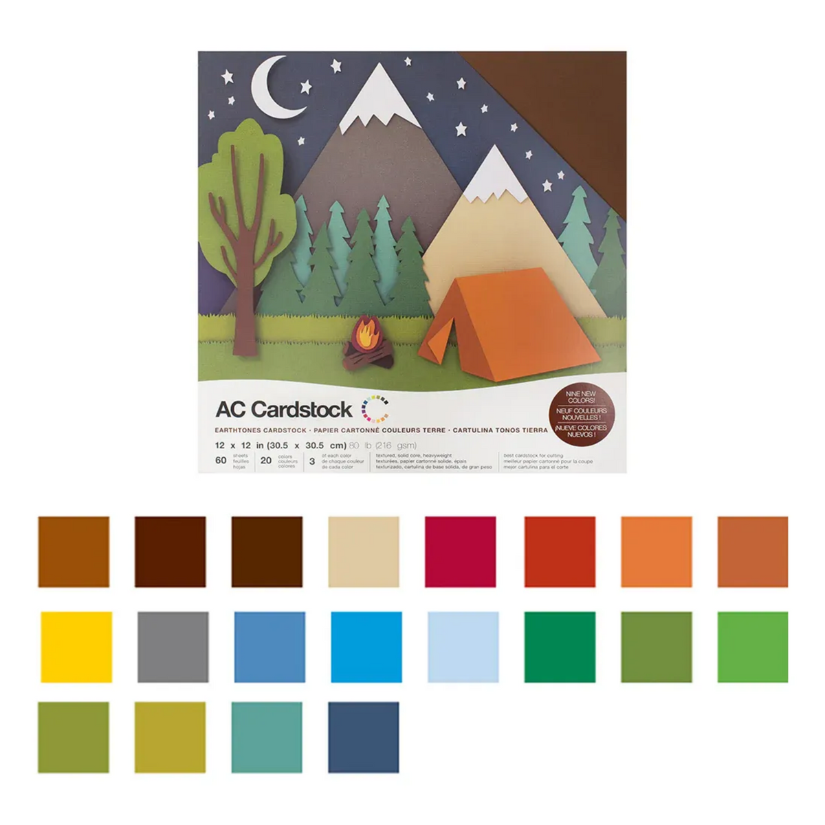 Variety Cardstock Earthtones / Hojas Cartulina Colores Tierra 12" hojas American Crafts