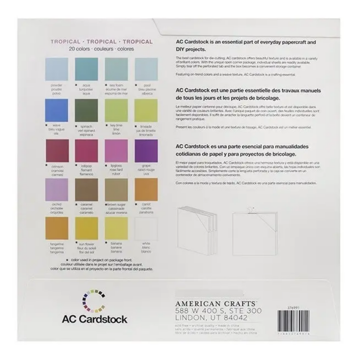 Variety Cardstock Tropical / Hojas Cartulina Colores Tropical 12" hojas American Crafts