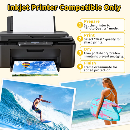 Inkjet Printable Photo Mate Paper / Papel Foto Mate para Impresión por Inyección de Tinta (20 Hojas) PAPEL Teckwrap