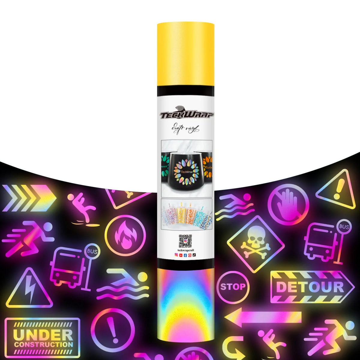 Rainbow Yellow Reflective Adhesive Vinyl / Vinil Amarillo Arcoíris Reflectante Viniles Teckwrap