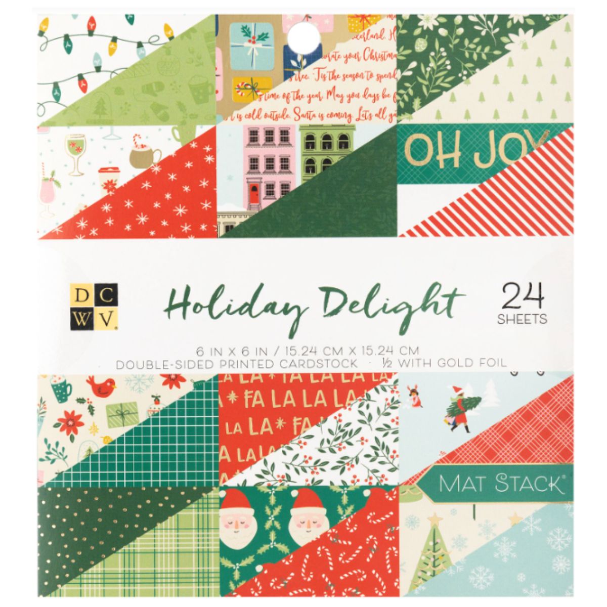 Cardstock Stack Holiday Delight 6" / Cartulina Doble Cara Holiday Delight Con Foil Papel DCWV