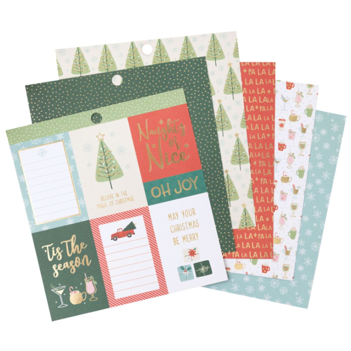 Cardstock Stack Holiday Delight 6" / Cartulina Doble Cara Holiday Delight Con Foil Papel DCWV