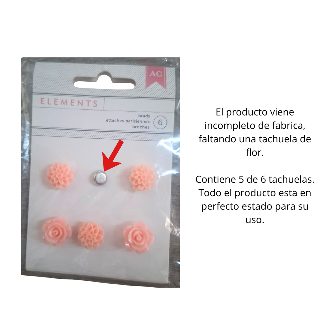 EA Pink Resin Flower Brads / Brads de Flores de Resina Rosa Adornos / Embellishments Bazzill