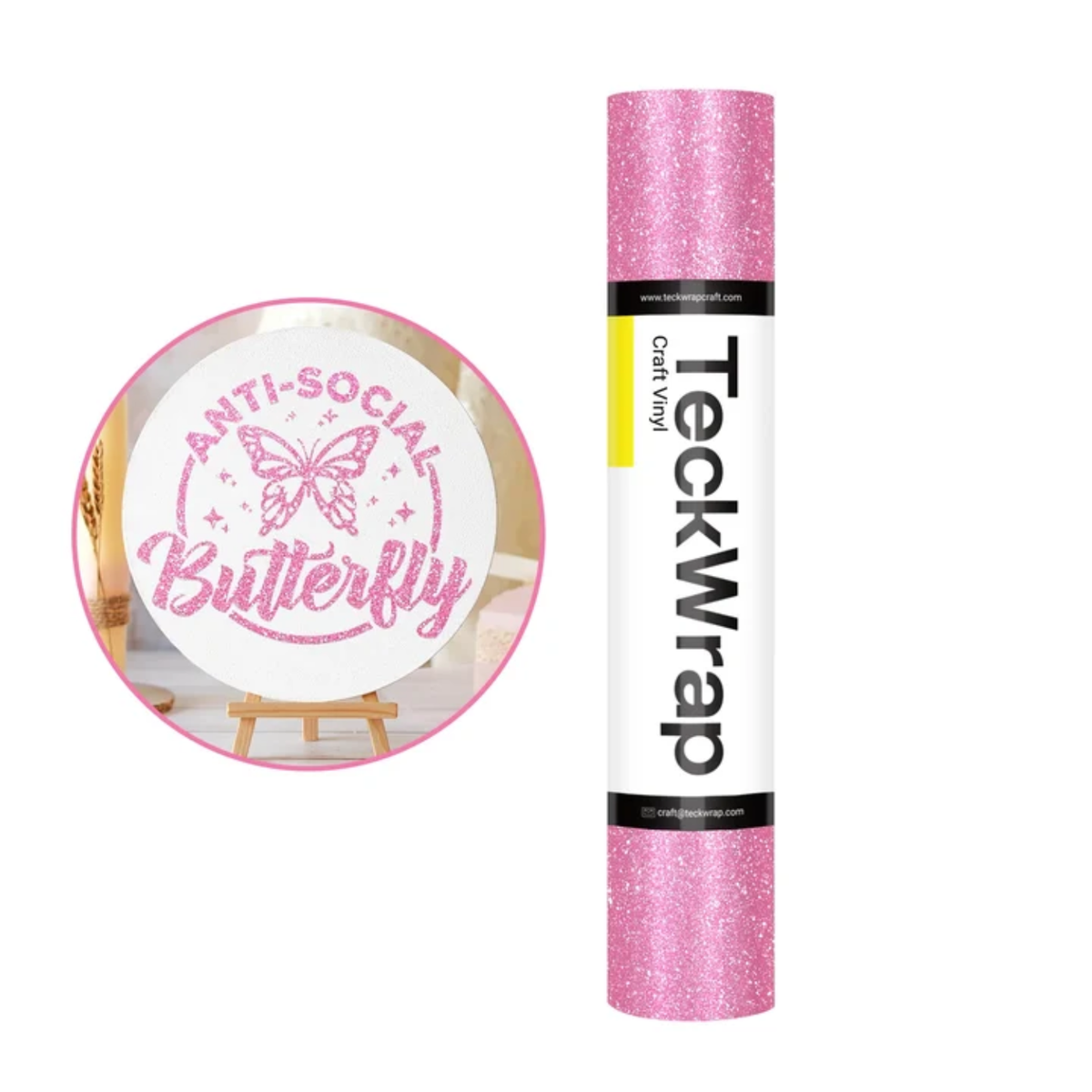 Cherry Pink Burst Glitter Adhesive Vinyl / Vinil Adhesivo con Diamantina Rosa Cereza Viniles Teckwrap
