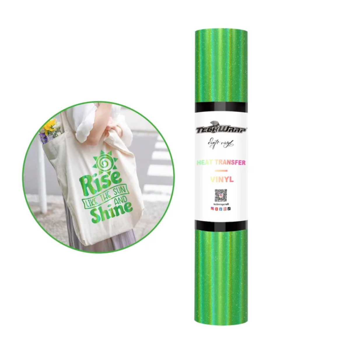 Holographic Shimmer Apple Green HTV / Vinil Holografico Brillo Verde Manzana Viniles Teckwrap