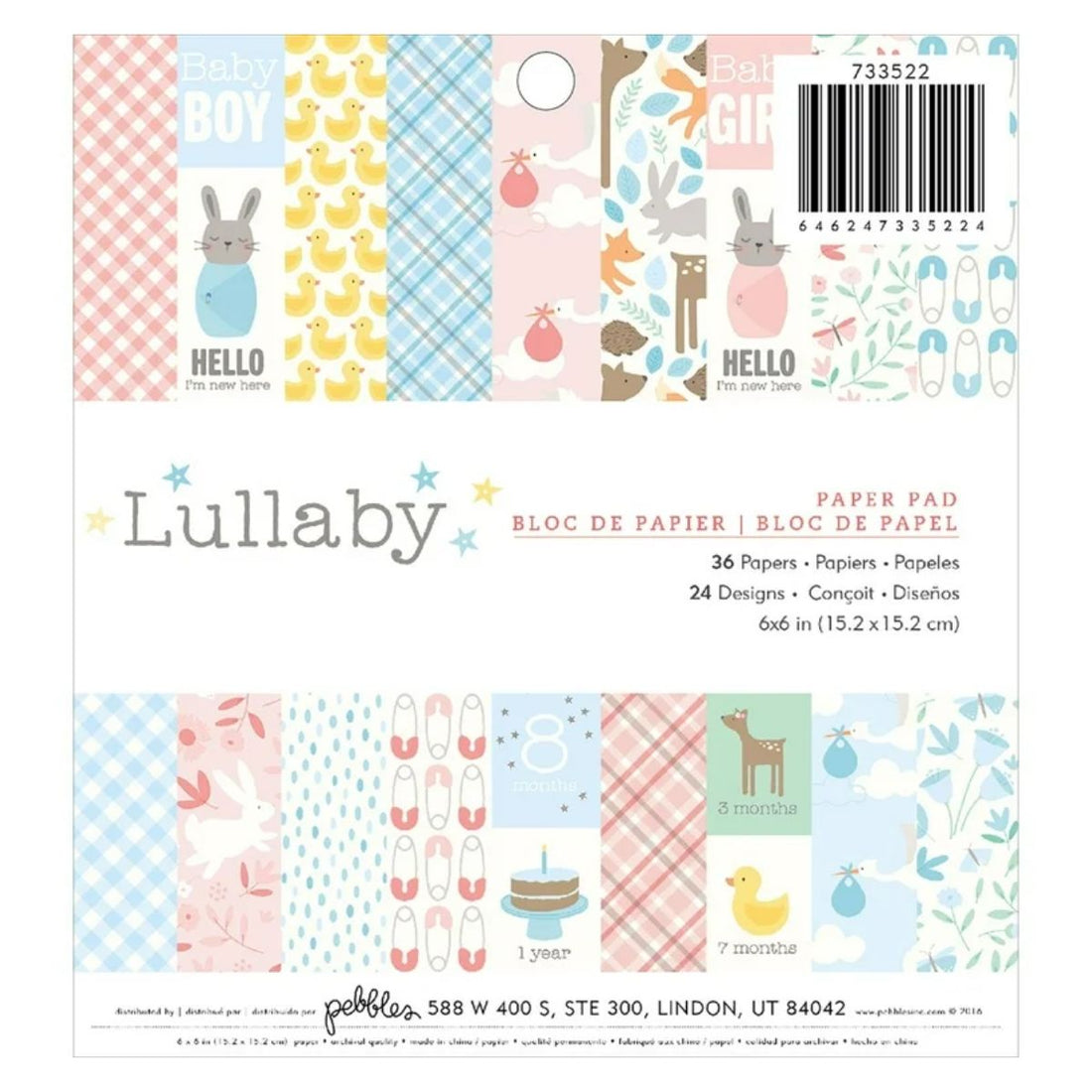 Lullaby Paper Pad / Block de Papel para Bebé 6&quot; x 6&quot; Papel Pebbles