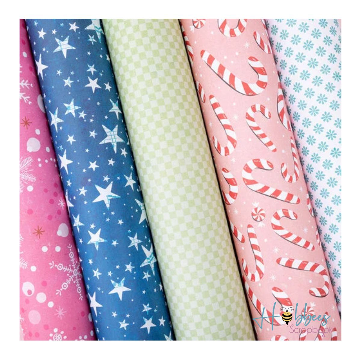 Peppermint Kisses Paper Pad 12in / Bloc de Papel Navideño Doble Cara Descontinuado American Crafts