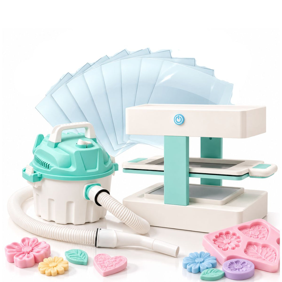 Mold Press Máquina para Crear Moldes + Aspiradora + 10 Láminas para Termoformado para Hacer Moldes