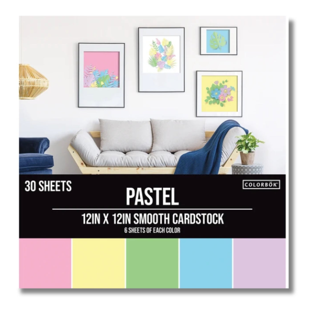 Pastel Smooth Cardstock / Block de Cartulina Colores Pastel 12" Papel Colorbok