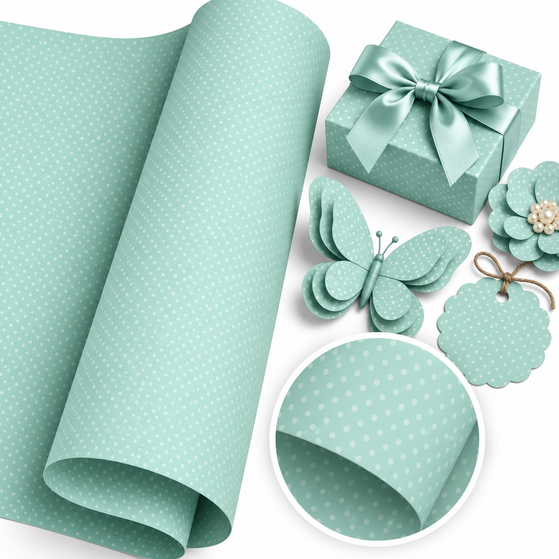 Island Mist Dot Cardstock / Cartulina Textuizada de Puntitos Doble Cara Papel, Hojas Sueltas BoBunny